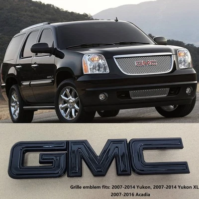Insignia emblema GMC negra delantera grande 2007-2014 OEM parrilla para Yukon Acadia Foto 1 de 4