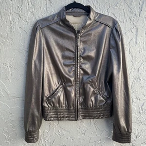 Miss Sixty Metallic Bomberjacke Damen Large Silber Reißverschluss Vintage Y2K - Bild 1 von 7