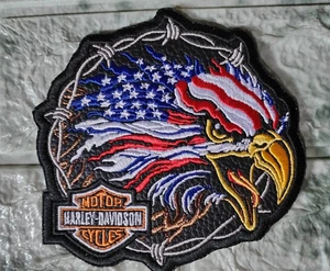 HARLEY DAVIDSON STYLE PATCHES EAGLE HEAD USA BANK TO SEW ON JACKET ARM 4.5"*4.5" - Picture 1 of 5