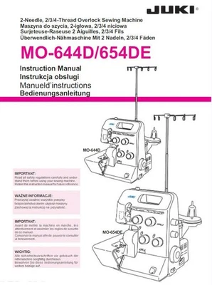 JUKI MO-644D 654DE OVERCLOCK SEWING MACHINE OPERATOR MANUAL REPRINTED COMB BOUND - Image 1 of 2