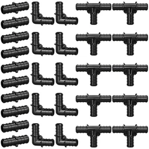 1/2" Poly PPSU Barb Crimp PEX Fitting, 30pcs PEX Fitting Combo, 10pcs Each El... - Picture 1 of 7