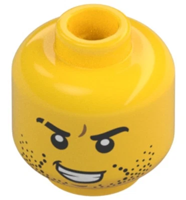 LEGO New Volcano Explorer Minifigure Head Yellow Beard Stubble Scar D217 - Image 1 of 4