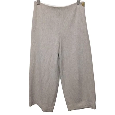 Pantalones Vince Mujer Talla 8 Botón Lateral Corto Ancho Algodón Mezcla Lana Italia Foto 1 de 4