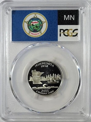 2005 - S  Silver Washington Quarter - Minnesota - PCGS  PR69DCAM - Flag Series - Image 1 of 2