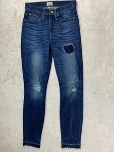 J Crew Größe 26 Damenjeans 9" hoher Bund Zahnstocher gerissen abgenutzt skinny - Bild 1 von 4