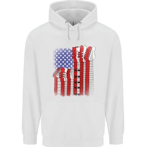 USA Guitar Flag Guitarist Electric Acoustic Childrens Kids Hoodie - Picture 1 of 3