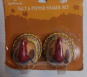 Hallmark Thanksgiving Turkey Salt and Pepper Shakers Set Orange Red Brown. Open - Picture 1 of 2