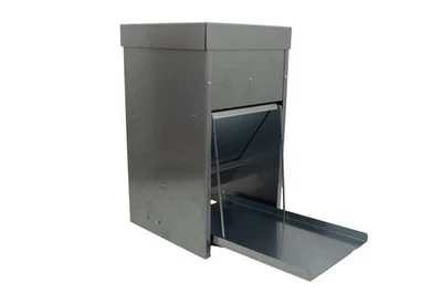 Futterautomat mit Tritt Klappe 10L Platte Futter Trog Spender Silo - Bild 1 von 4