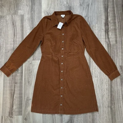 Novo com etiquetas J. Mini vestido camisa Crew feminino de veludo com colarinho ferrugem tamanho 10 outono 2024 - Imagem 1 de 4