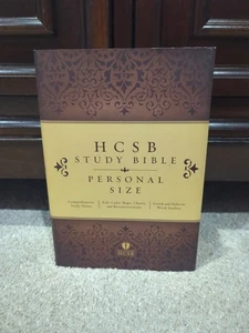 HCSB Study Bible Brown Hardback Greek Hebrew Word Study Personal Size w/ Slipcov - Foto 1 di 8
