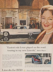 1959 Lincoln Premiere Coupe - Actress, Movie Star Helen Hayes - Print Ad Photo - Picture 1 of 1