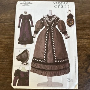 Vogue craft pattern #7553 historical doll clothes 1820s 1830s Barbie 11.5" Uncut - Picture 1 of 9