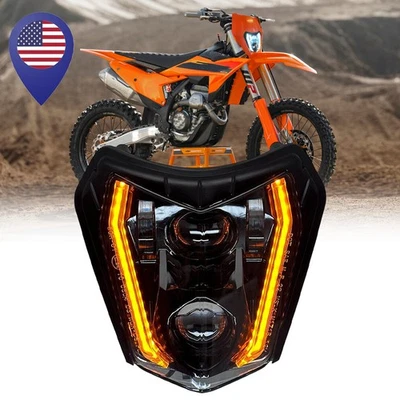 Faro LED DRL con intermitente ámbar para KTM 250 450 500 690 Enduro R SMC-R Foto 1 de 4