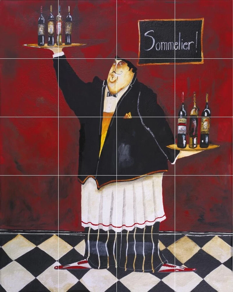 Mural de azulejos de salpicadero de cerámica cocina/baño de chef - sommelier Foto 1 de 1