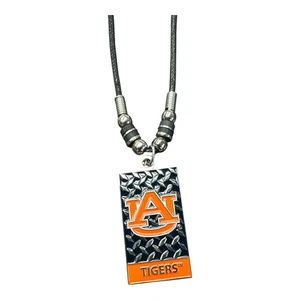 Auburn Tigers Dog Tag Necklace – 18" Black Cord with Beaded Accents - Picture 1 of 1