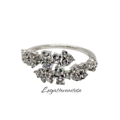 Anello donna  in Argento 925 veretta regolabile con  zirconi bianchi. Placc. Oro - Immagine 1 di 4