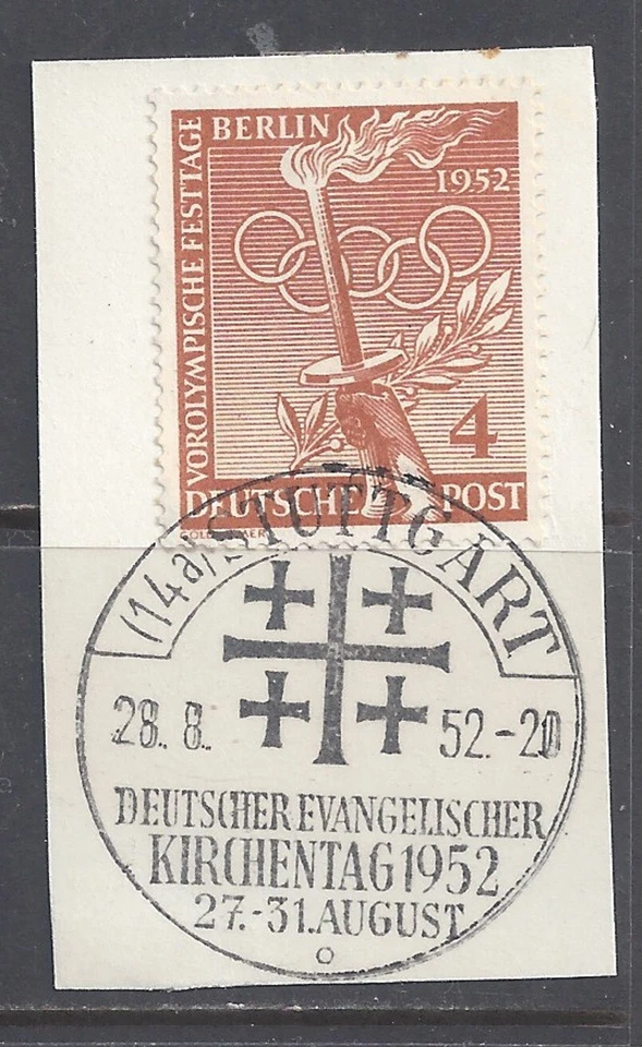 Germany 1952 Berlin West  4 Pf. pre Olympic days  used with special cancel - Image 1 of 1