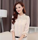 Button Up Elegant Classic Frill Evening Classy Work Office Lace Top Mesh Blouse