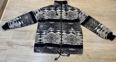 St Michael Vintage 90s Black White Snowflake Fleece Jacket Winter Retro UK 10 - Image 1 of 4