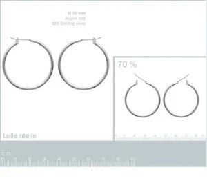 Boucles Oreilles Créole Tube Lisse 30 mm Argent Massif 925 De Dolly-Bijoux - Picture 1 of 2