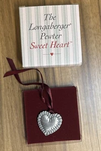 Longaberger Charm Sweet Heart 2" Pewter with Ribbon New in Original Box - Picture 1 of 6