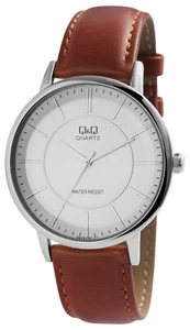 Q&Q Herrenuhr Zifferblatt silberfarbend Armband Braun SQQ364 - Bild 1 von 5