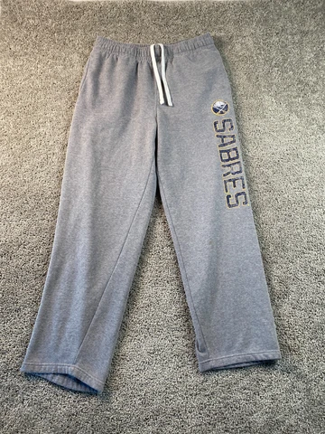 Buffalo Sabers Sweatpants Mens Large Gray Blue NHL Hockey Pants Pockets 36x31 Cover