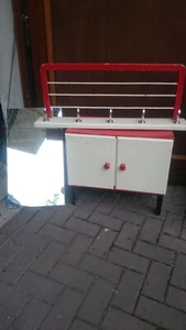 40er/50er Jahre GARDEROBEN SET Hutablage Kleiderhaken Spiegel Schränkchen rot - Bild 1 von 1