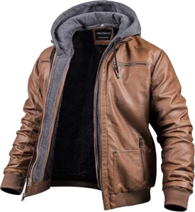 CREATMO US Giacca Uomo Ecopelle Giacca Moto Impermeabile Antivento XL - Foto 1 di 7