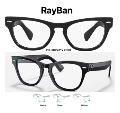 Ray-Ban RB2201V 2000 Laramie Black Eyeglass Frames Size 54mm Authentic and New - Image 1 of 4