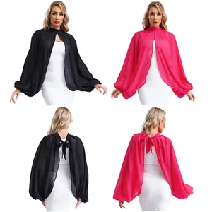 Women's Crop Top Cardigan Long Sleeve Shirt Sheer Mesh See Through Party T Shirt - Picture 1 of 130