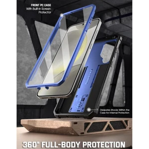 Für Samsung Galaxy S24 Hülle mit Displayschutz, Robust Cover mit Ständer Blau - Bild 1 von 6