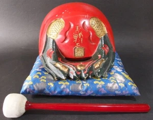 bwd2107 JAPANESE BUDDHIST MOKUGYO WOODEN FISH DRUM 25 cm WIDTH by GYOKURIN 玉鱗 - Picture 1 of 17