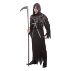 Adult Zombie Reaper Grim Deathly Halloween Fancy Dress Costume Male Hooded Robe