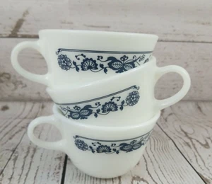 Corningware Altstadt blaue Zwiebel Kaffeetassen Milch Glas Becher Getränk Vintage Menge 3 - Bild 1 von 11