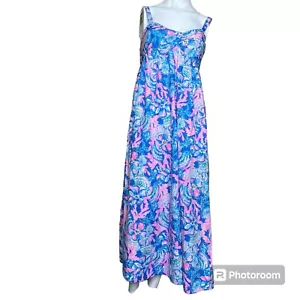 Lilly Pulitzer Azora Blue Sitting Seaside Cotton Midi Dress Sz 4 NWT - Picture 1 of 12