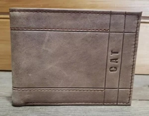 CAT Leather Billfold Wallet Vera Pelle Caterpillar Nylon Lining Pre-owned GC - Picture 1 of 13