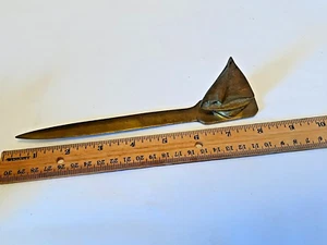 Brass Nautical Sailboat Letter Opener Vintage Antique Style Felt bottom wear - Picture 1 of 18