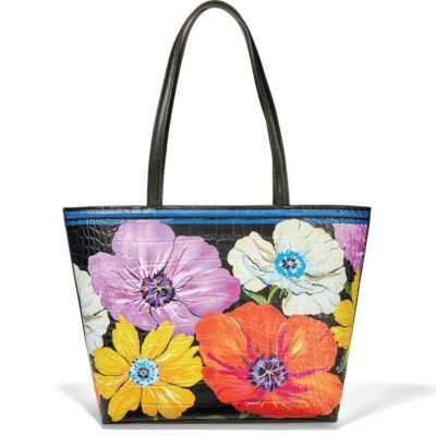 NWTag Brighton Painted Poppies POPPIE Large Tote Purse Floral Leather MSRP $470 - Image 1 of 3