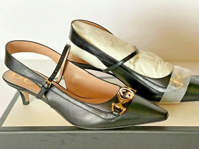 NEW Authentic Gucci Zumi 45 Leather Sling-Back Pump  Black EUR 37 / US 7 - Image 1 of 4