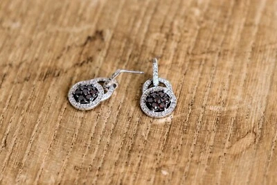 Platinum & Silver 1.12 Carat Espresso & White Diamond Earrings - Image 1 of 2