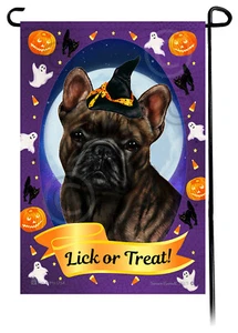 Halloween Garden Flag - Brindle French Bulldog - Bild 1 von 1