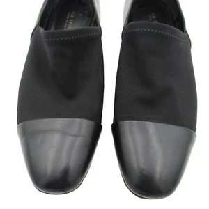 Via Spiga Black Tate Cap Toe Leather Slip On Flats Loafers Made in Italy - Picture 1 of 11