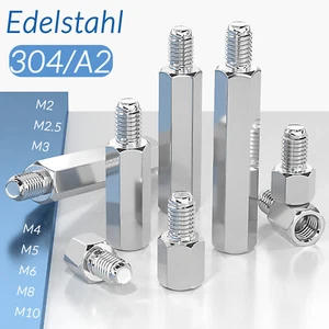 M2 - M10 Edelstahl Distanzbolzen Sechskant Abstandhalter Innen-Außengewinde PCB - Bild 1 von 255