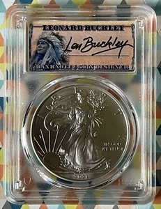 2021 P $1 AMERICAN EAGLE PCGS MS70 T1 Emergency Issue FDOI Leonard Buckley - Picture 1 of 2