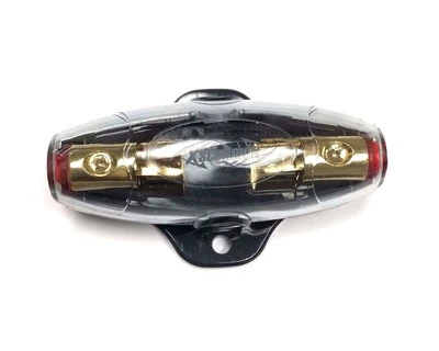 Portafusibles de vidrio en línea dorado AGU 4 u 8 calibre entrada y salida profesional grado marino  Foto 1 de 2