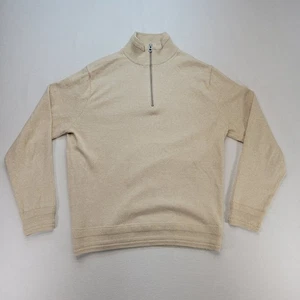 Maglione J Crew uomo medio beige quarto zip cotone biologico finto collo pullover - Foto 1 di 11