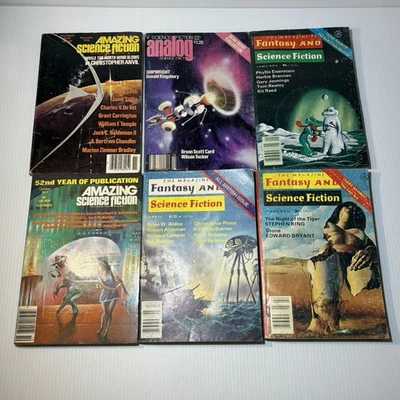 Lot 6 Vtg 1970s Analog Amazing Sci Fi Fantasy Magazines Pulp Science Fiction SF - Image 1 of 4