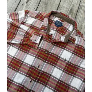 Camisa Pendleton Woolen Mills Para Hombres Franela Abotonada XL Borde Pana a Cuadros - Imagen 1 de 8