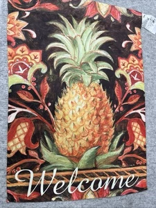 Ananas Willkommen Flagge 13x18" mit Rutentasche wendbar Evergreen Enterprises - Bild 1 von 4
